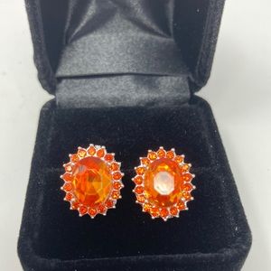 Unusual Fiery Orange Crystal Earring